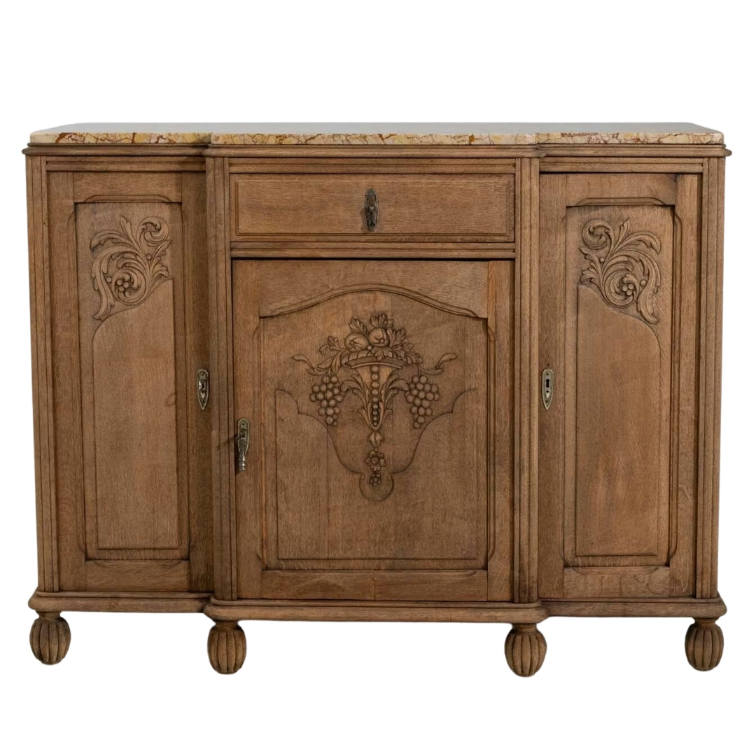 Belle Epoque French Carved Oak Sideboard, Circa 1910