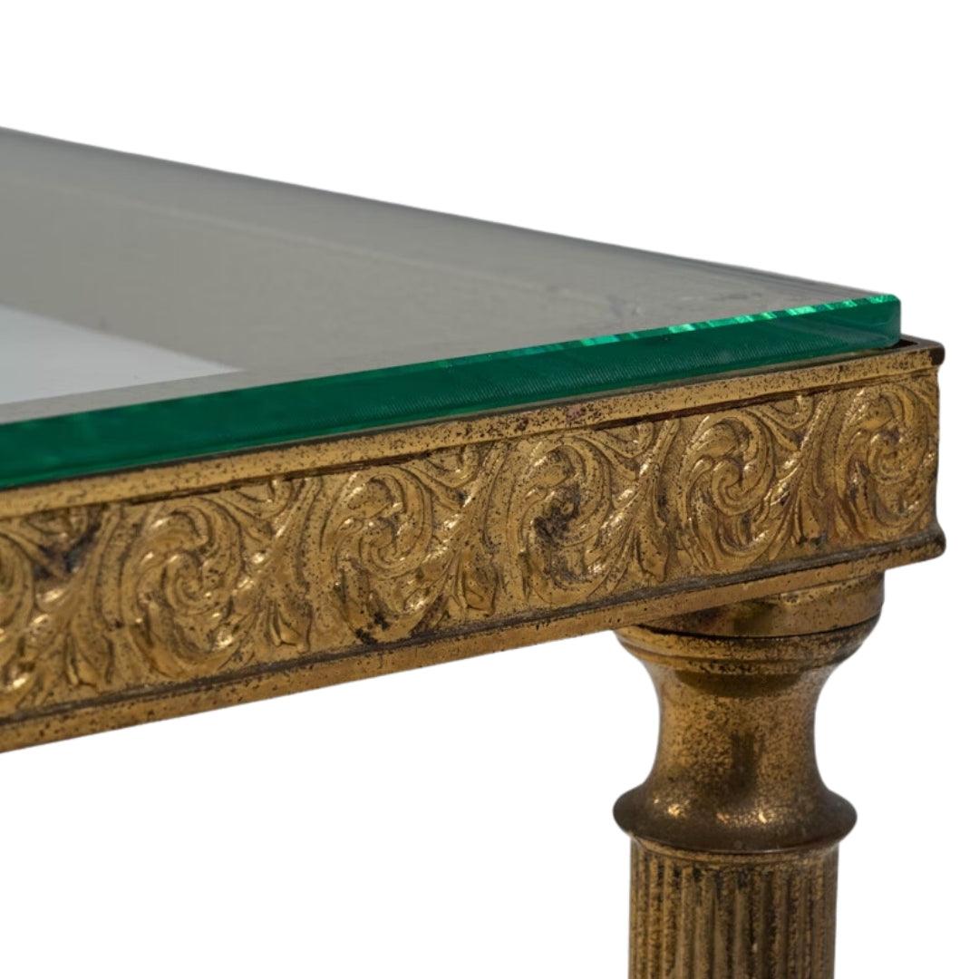 Vintage French Gilt Metal and Glass Coffee Table, Circa 1920