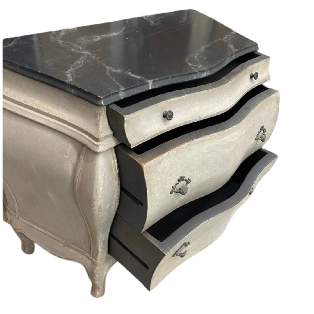 Curvy Marble Top Bombe Chest