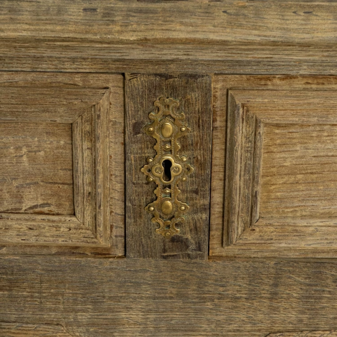 Vintage Oak French Vitrine With Mesh Door, Circa 1900