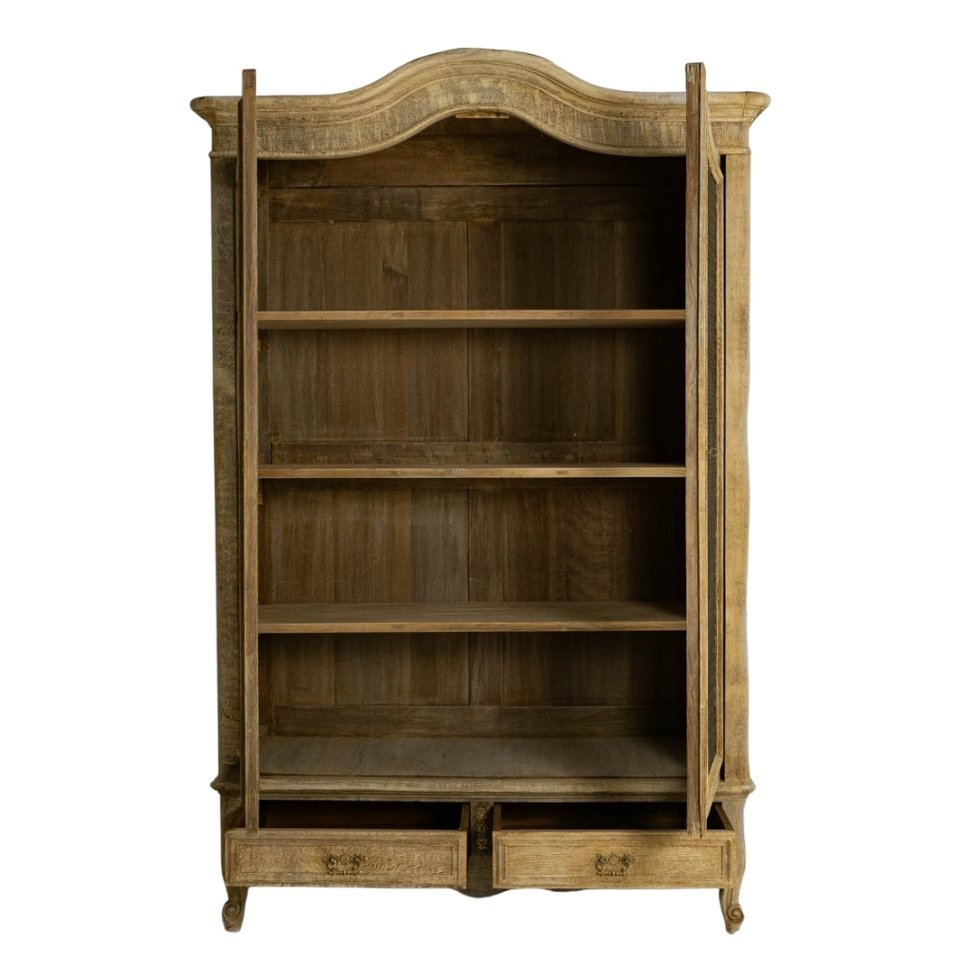 Vintage Oak French Vitrine With Mesh Door, Circa 1900