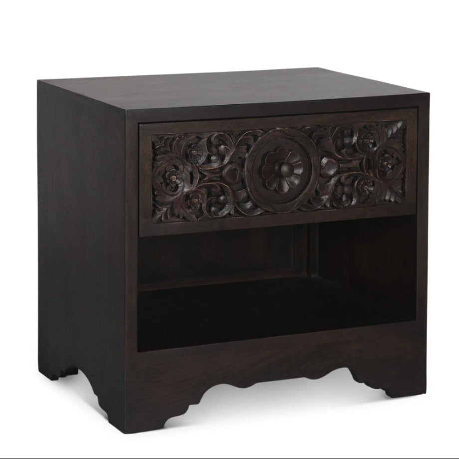 Flora Bohemian Dark Brown Nightstand