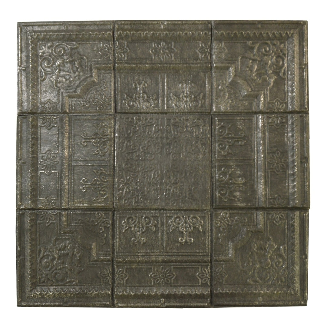 Vintage Pressed Tin Grid Wall Panel Set