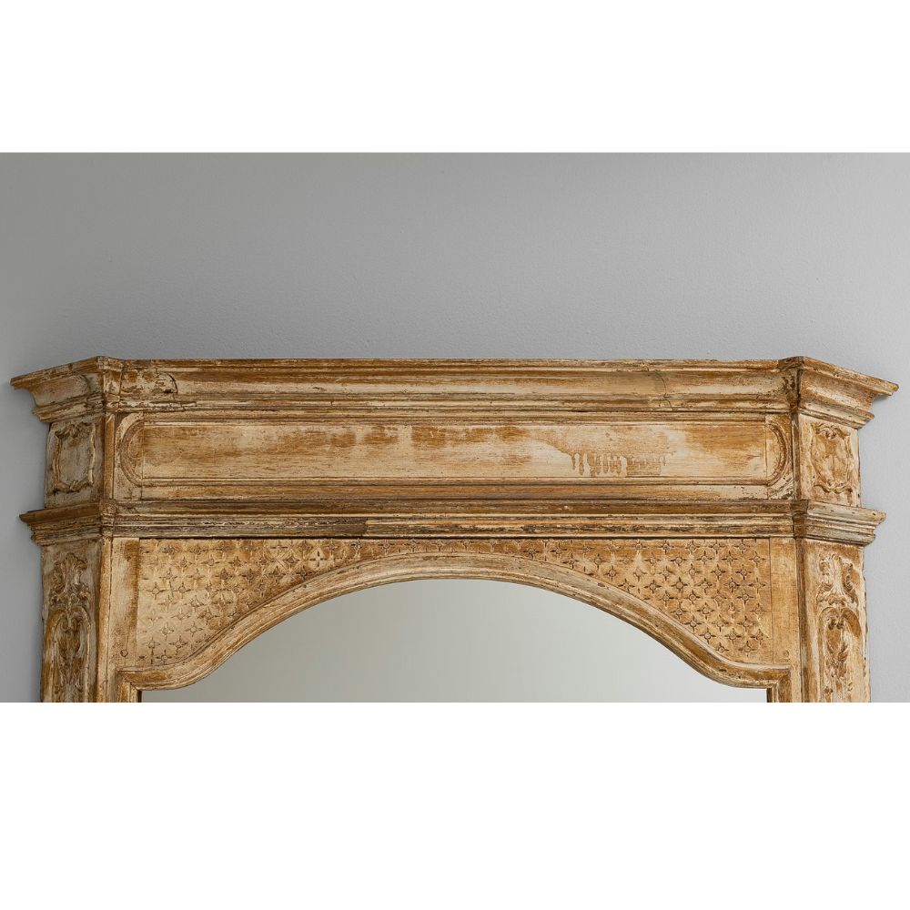 Gustavian Ornate Painted Trumeau Mirror, Circa 1870