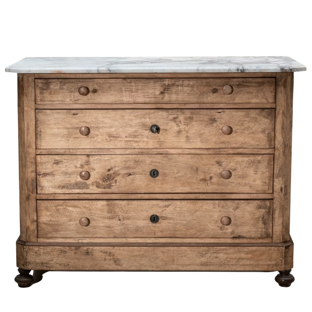 Marble Top Rustic French Chest, Circa 1880