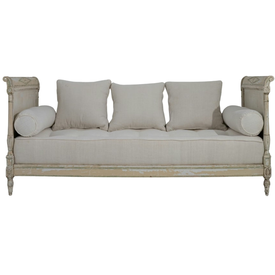 French Country Louis XVI Upholstered Daybed, Circa 1850