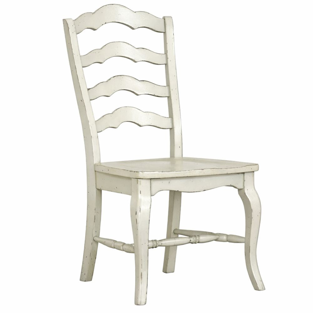 White Classic French Country Ladder Back Side Chair