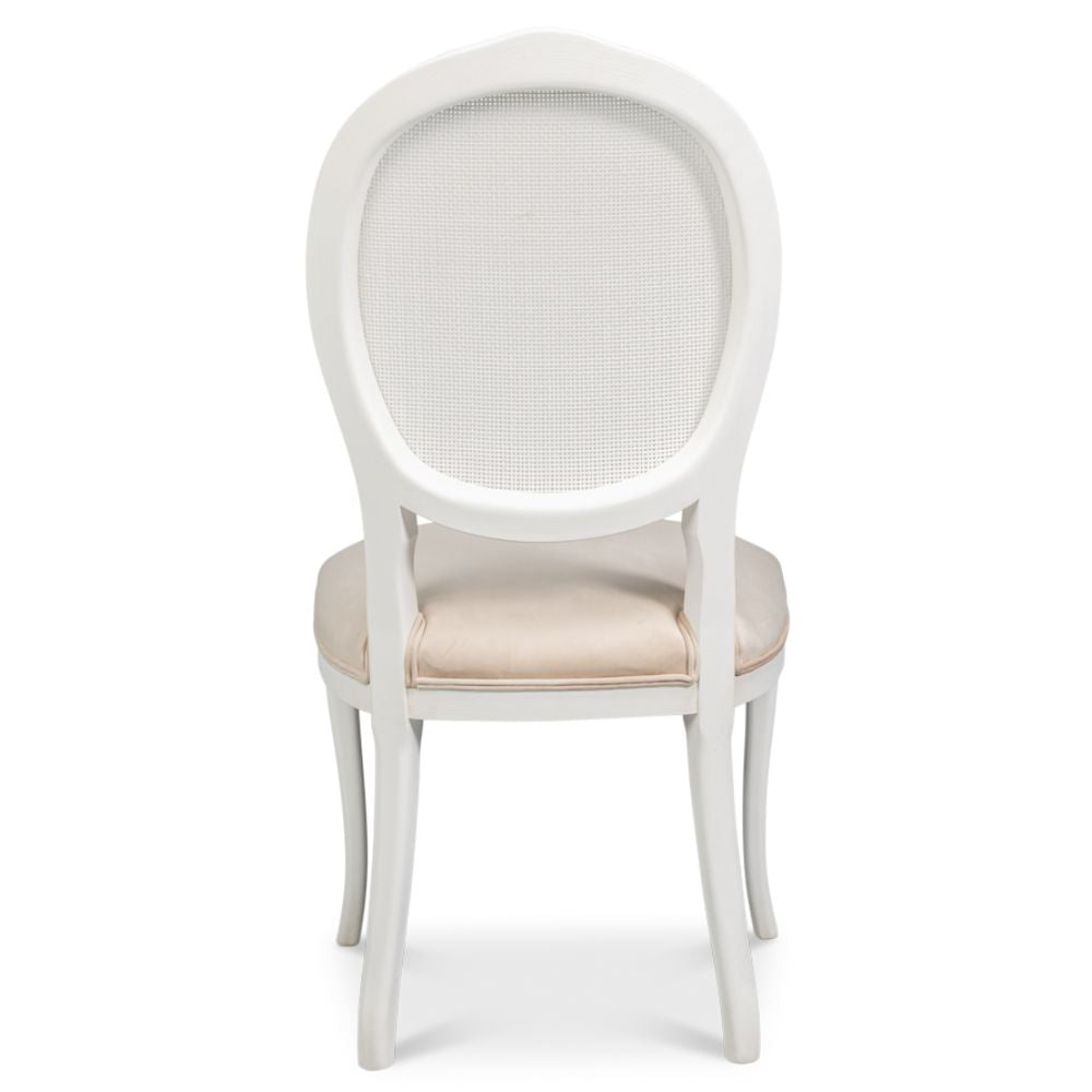 White Oval Cane Back Side Chairs