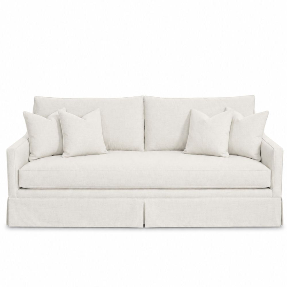White Plush Skirted Sofa - Customizable
