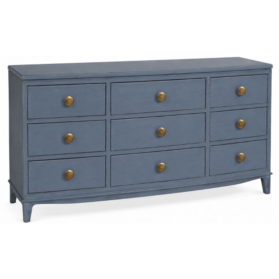 White 9-Drawer Curved Contemporary Chest