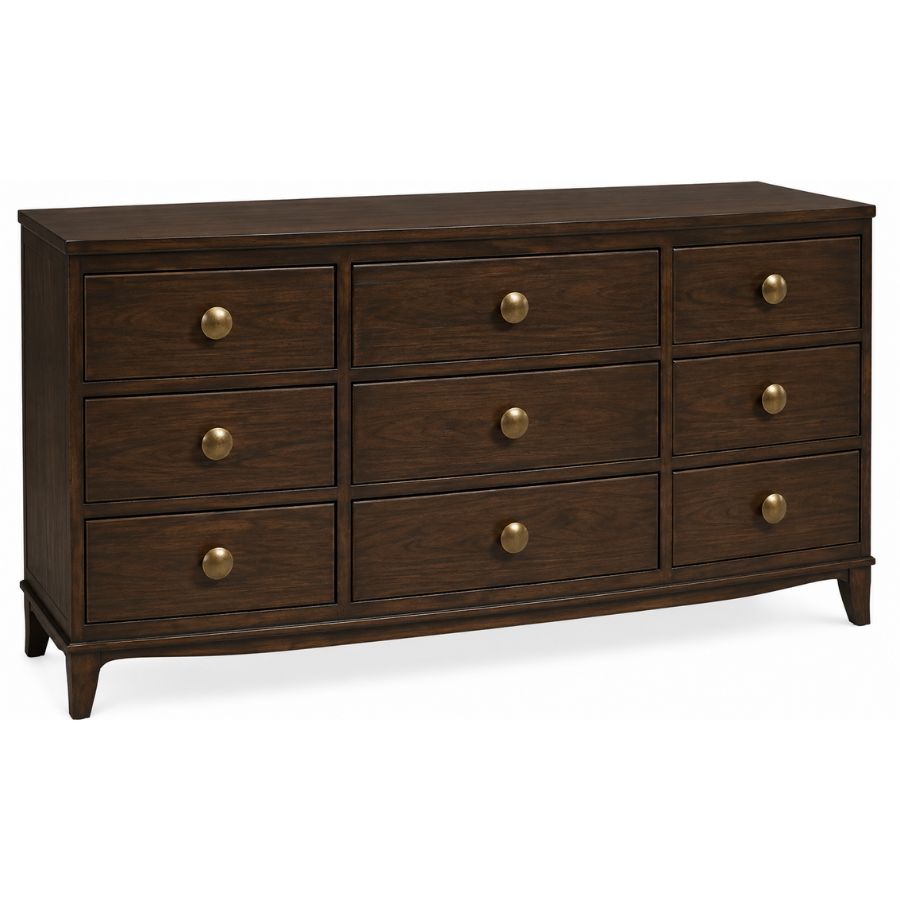 White 9-Drawer Curved Contemporary Chest