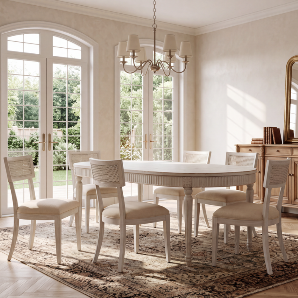 White French Provincial Oval Dining Table
