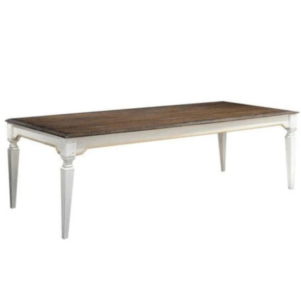 White Wood Top Country Dining Table