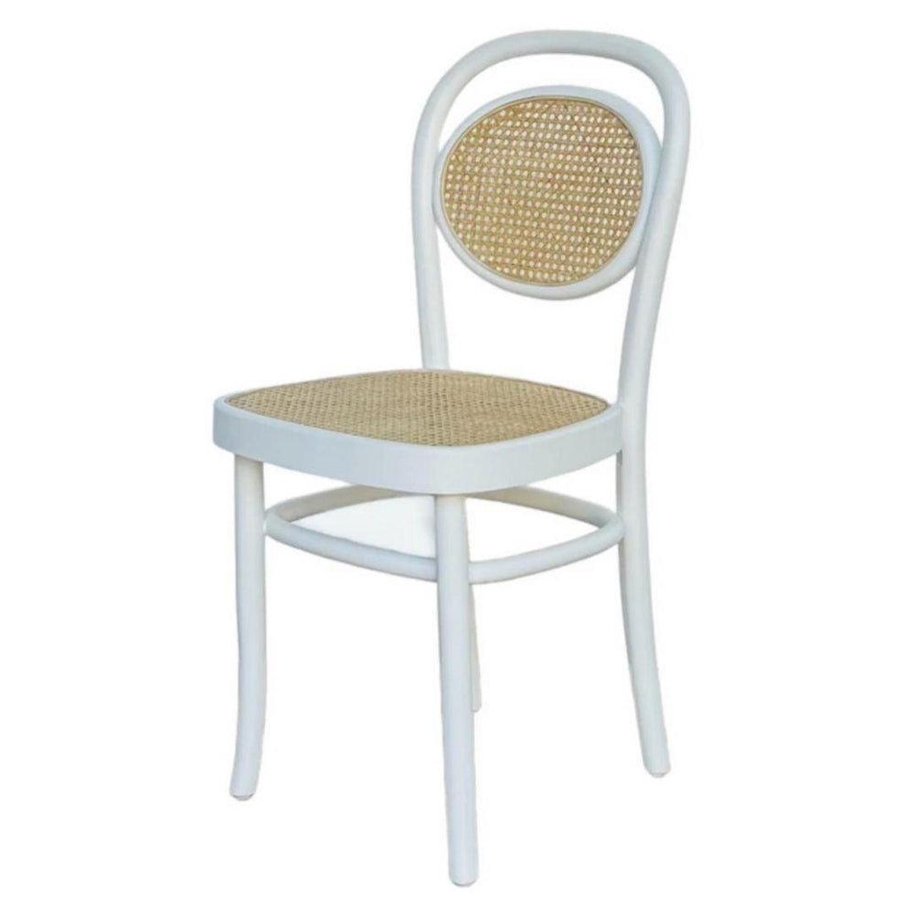 White French country bistro chair with woven cane seat and backrest.
