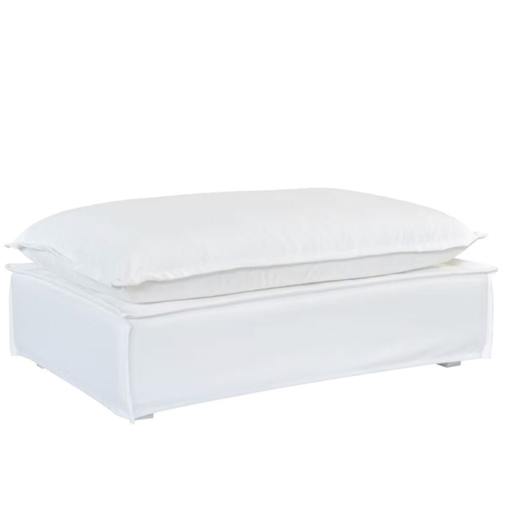 White Slipcover Indoor Outdoor Ottoman