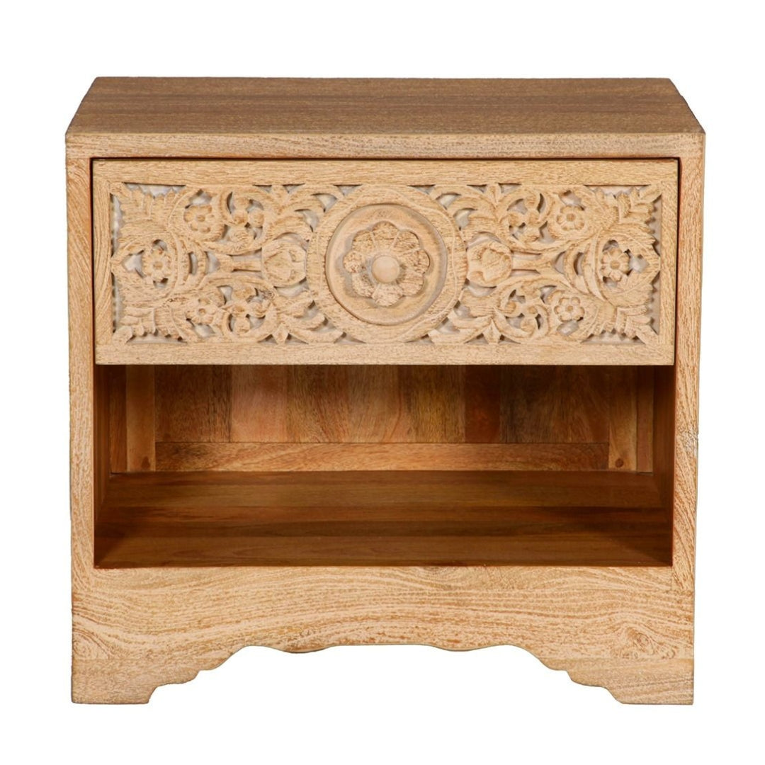 Flora Bohemian Natural Wood Nightstand