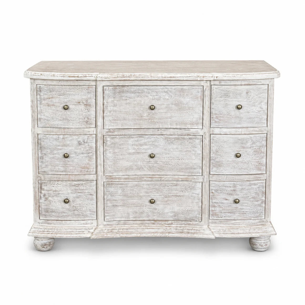 Whitewashed Cottage Nine-Drawer Dresser