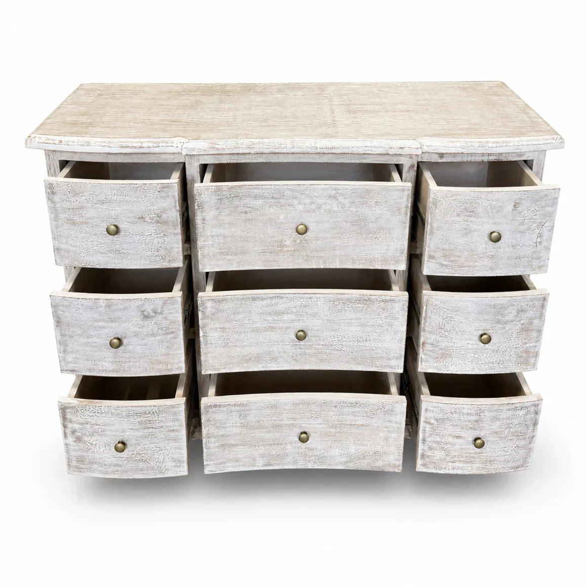 Whitewashed Cottage Nine-Drawer Dresser