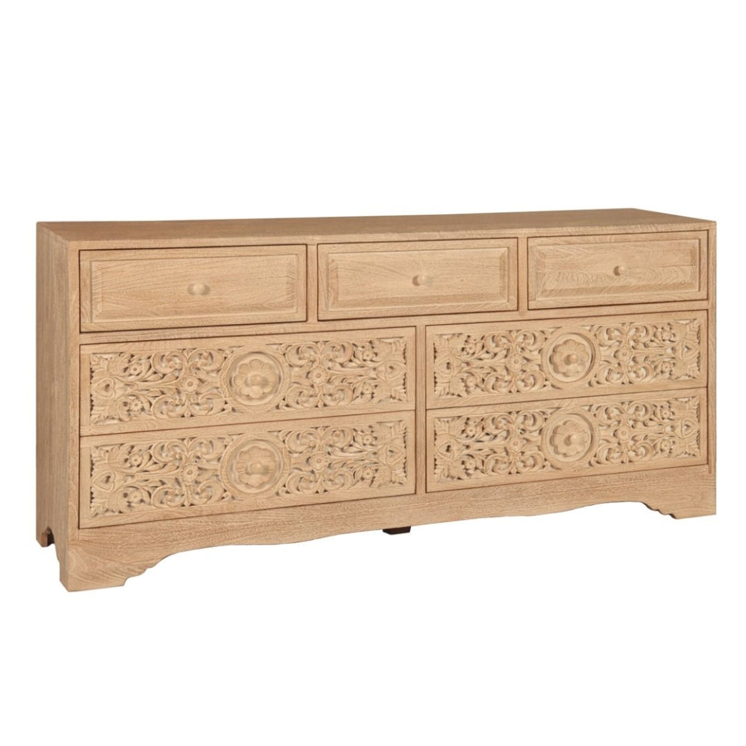 Whitewashed Mango Wood Dresser on Plinth Base