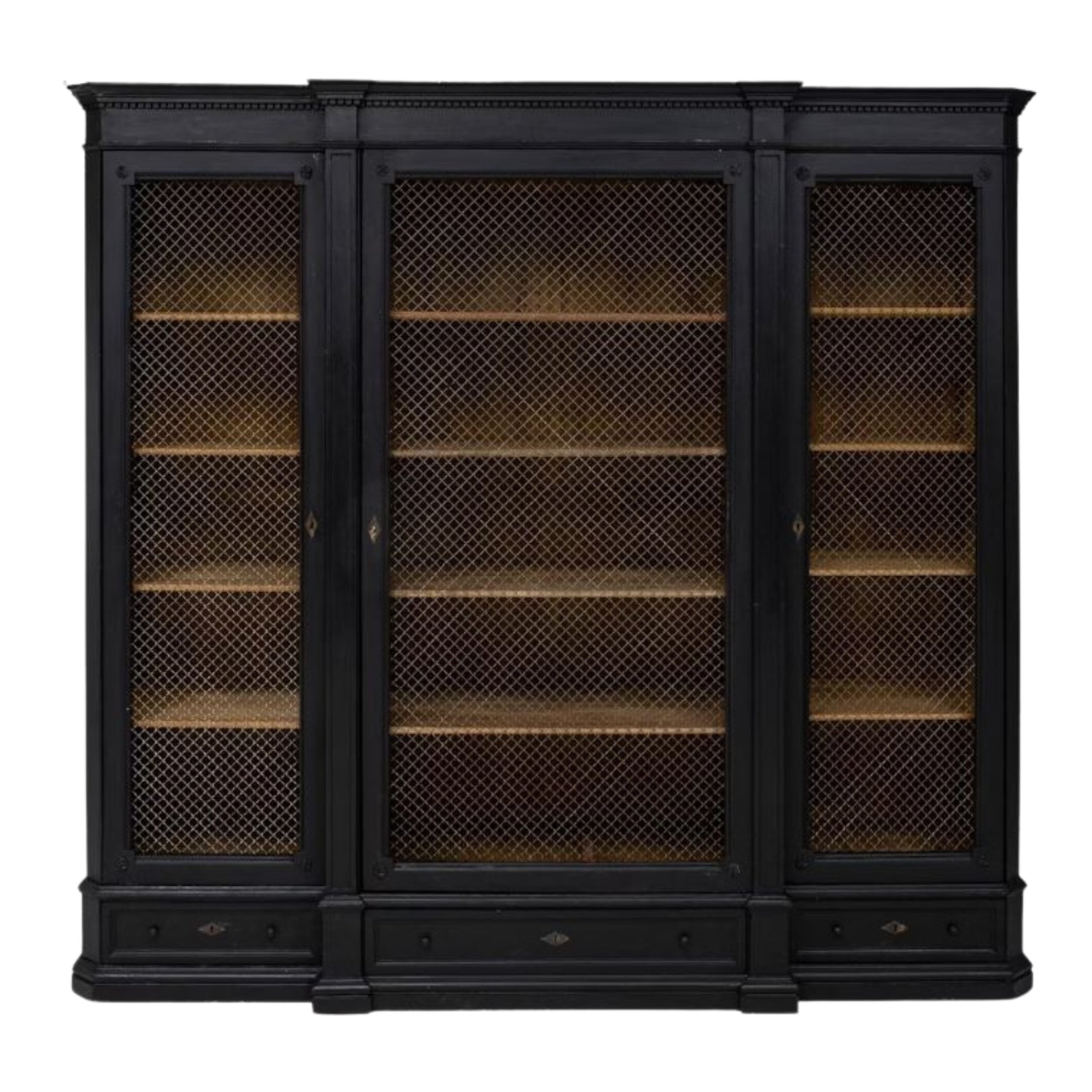 Estee Noir French Chicken Wire Door Cabinet, Circa 1900