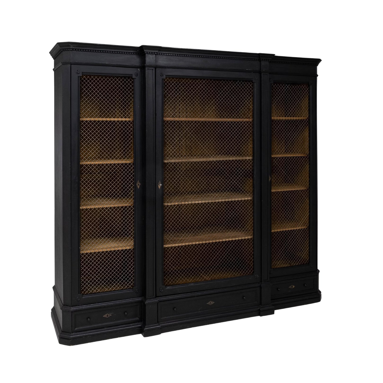 Estee Noir French Chicken Wire Door Cabinet, Circa 1900