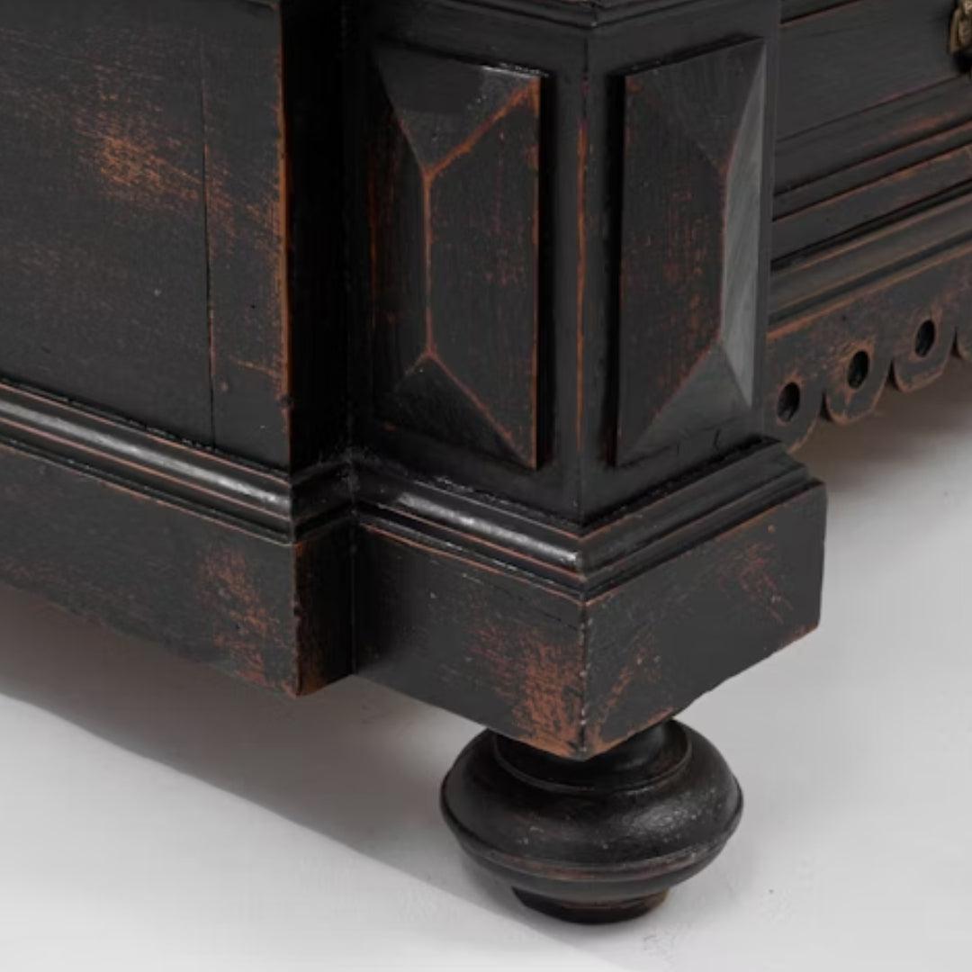 Gothic Noir Antique Black Patinated Armoire, Circa 1850