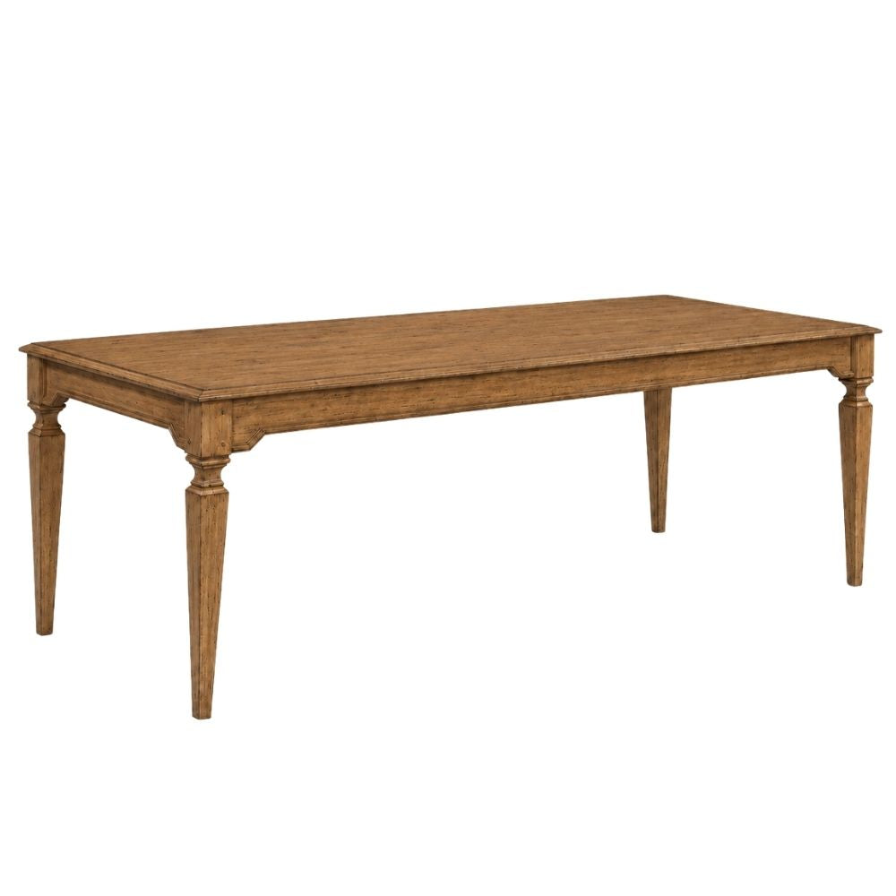 French country style rectangular wooden dining table in a natural oak finish