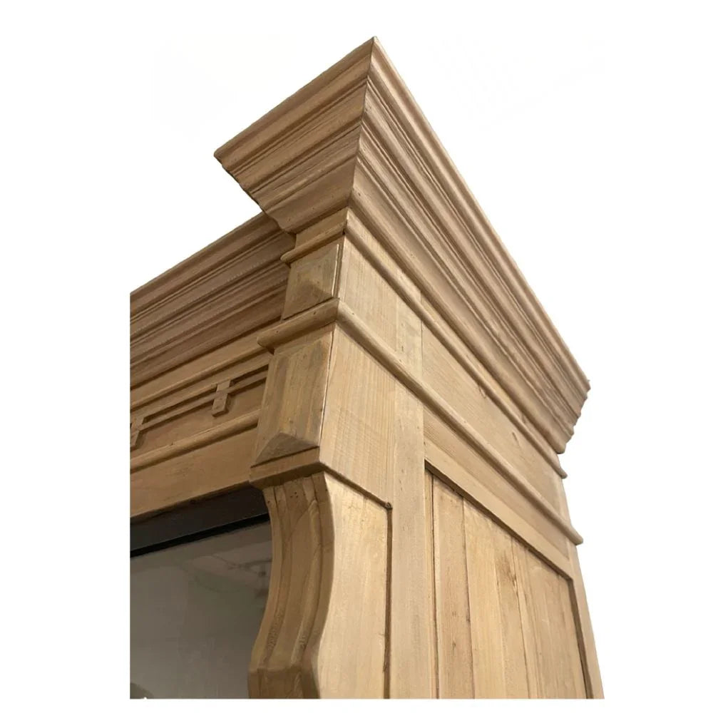 Iron Front Cathedral Pane Wood Cabinet