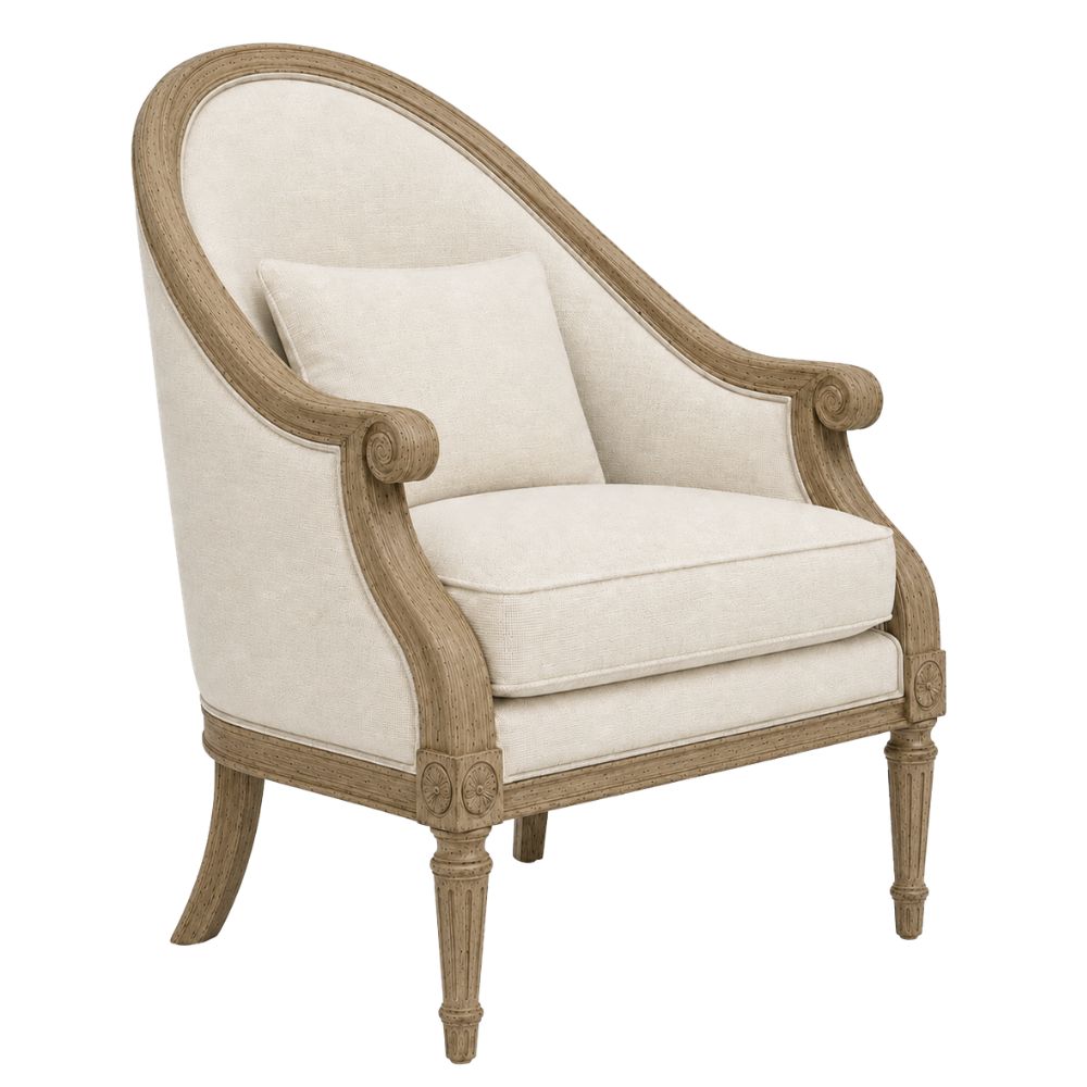 French Wood Framed Louis Accent Chair