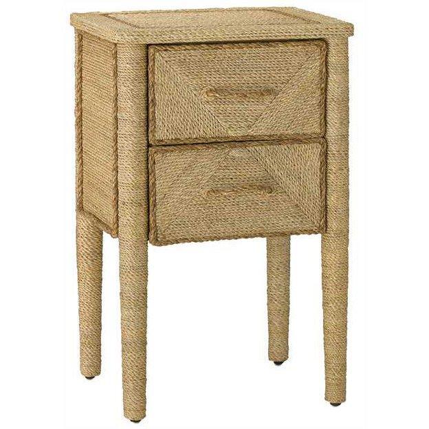 Abaca Rope Small Coastal Nightstand with 2 Drawers