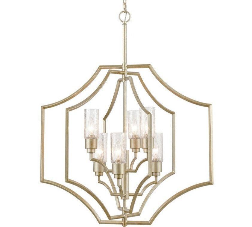 Aged Silver Crackled Glass Chandelier - Belle Escape