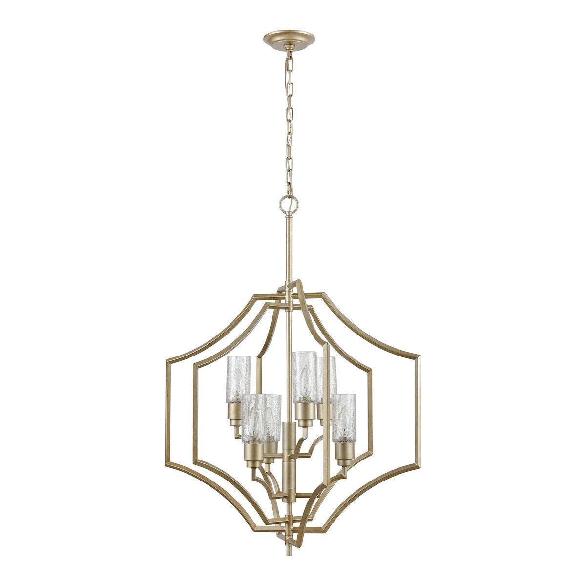 Aged Silver Crackled Glass Chandelier - Belle Escape