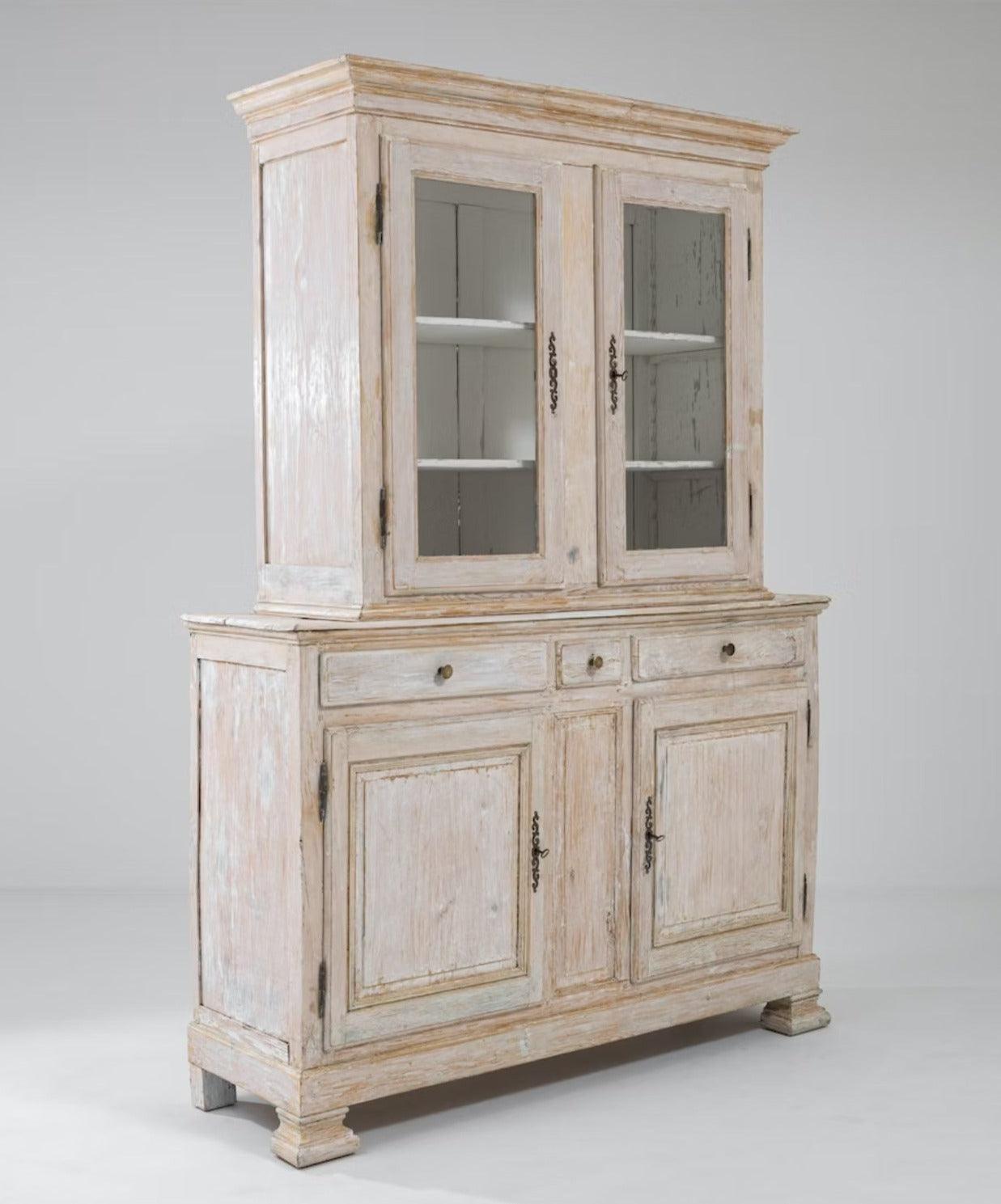 Antique French Distressed Hutch Cabinet - Belle Escape