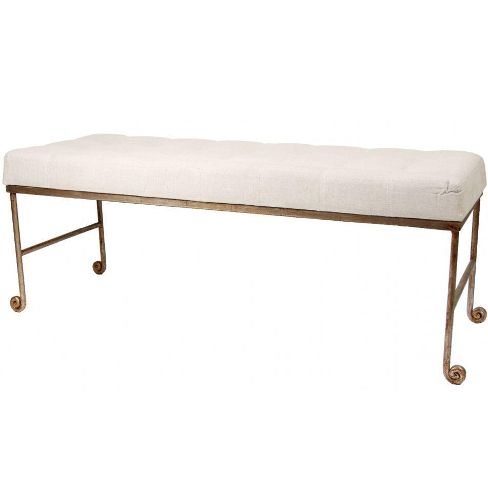 Antique Silver Metal Base Bench - Belle Escape