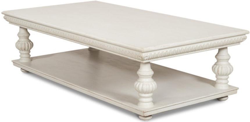 Antique White Carved Coffee Table - Belle Escape