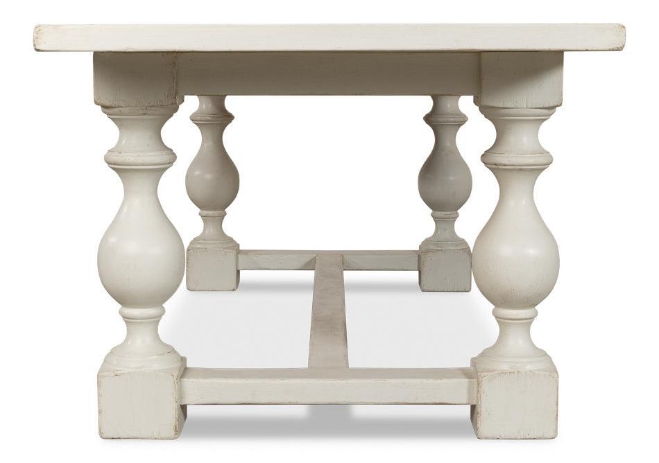 Antique White Farmhouse Trestle Dining Table - Belle Escape