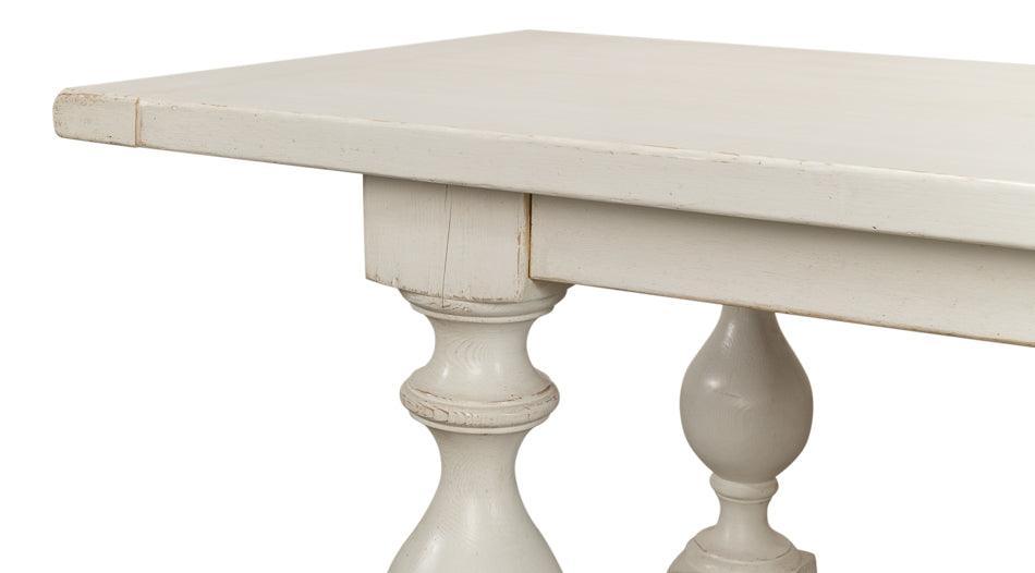 Antique White Farmhouse Trestle Dining Table - Belle Escape