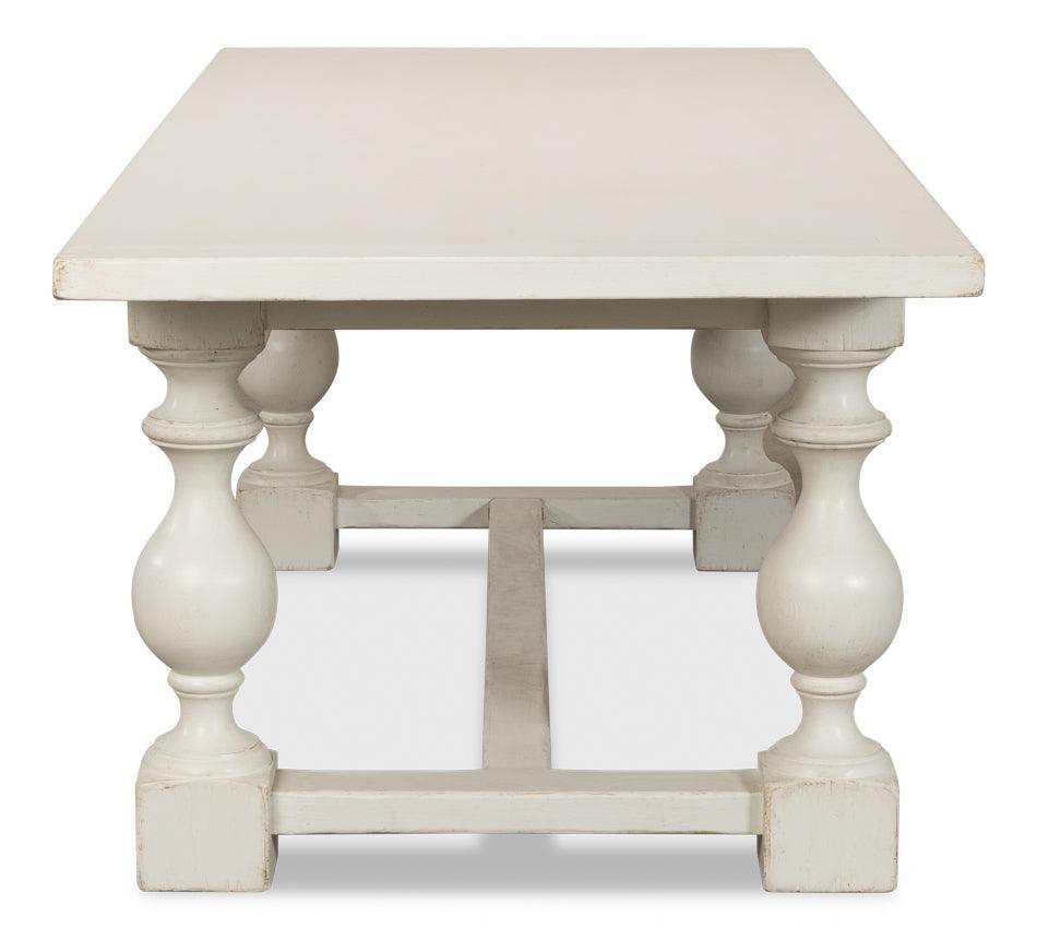 Antique White Farmhouse Trestle Dining Table - Belle Escape