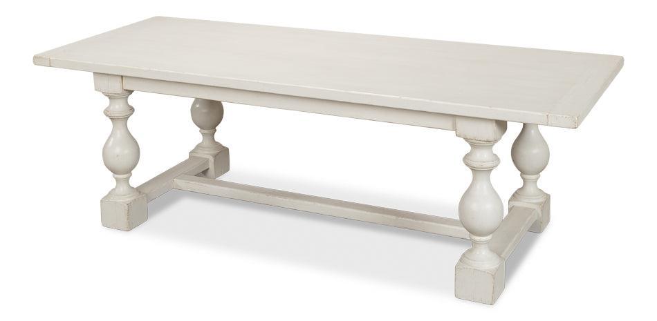 Antique White Farmhouse Trestle Dining Table - Belle Escape