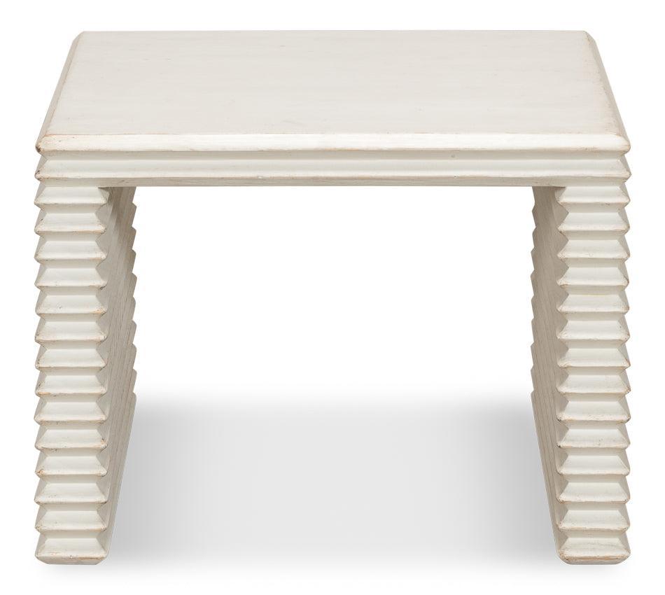 Antique White Ribbed Accent Table - Belle Escape
