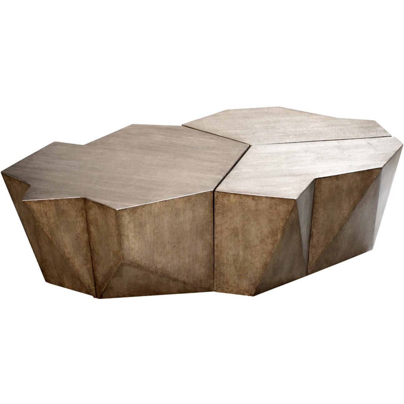 Antiqued Silver Modern Geometric Coffee table - Belle Escape