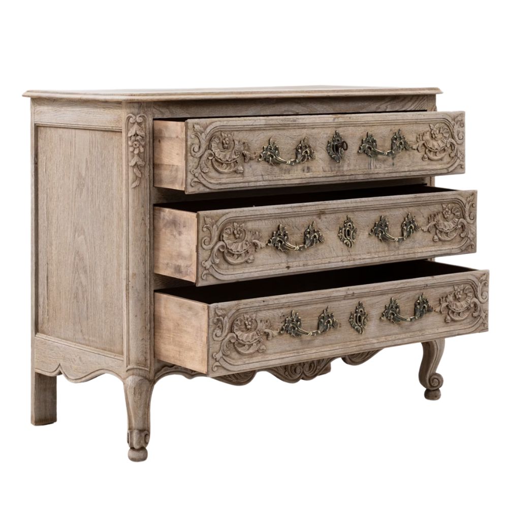 Ornately Carved French Cabriole Chest, Circa 1800