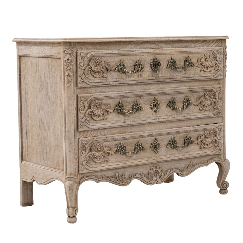 Ornately Carved French Cabriole Chest, Circa 1800