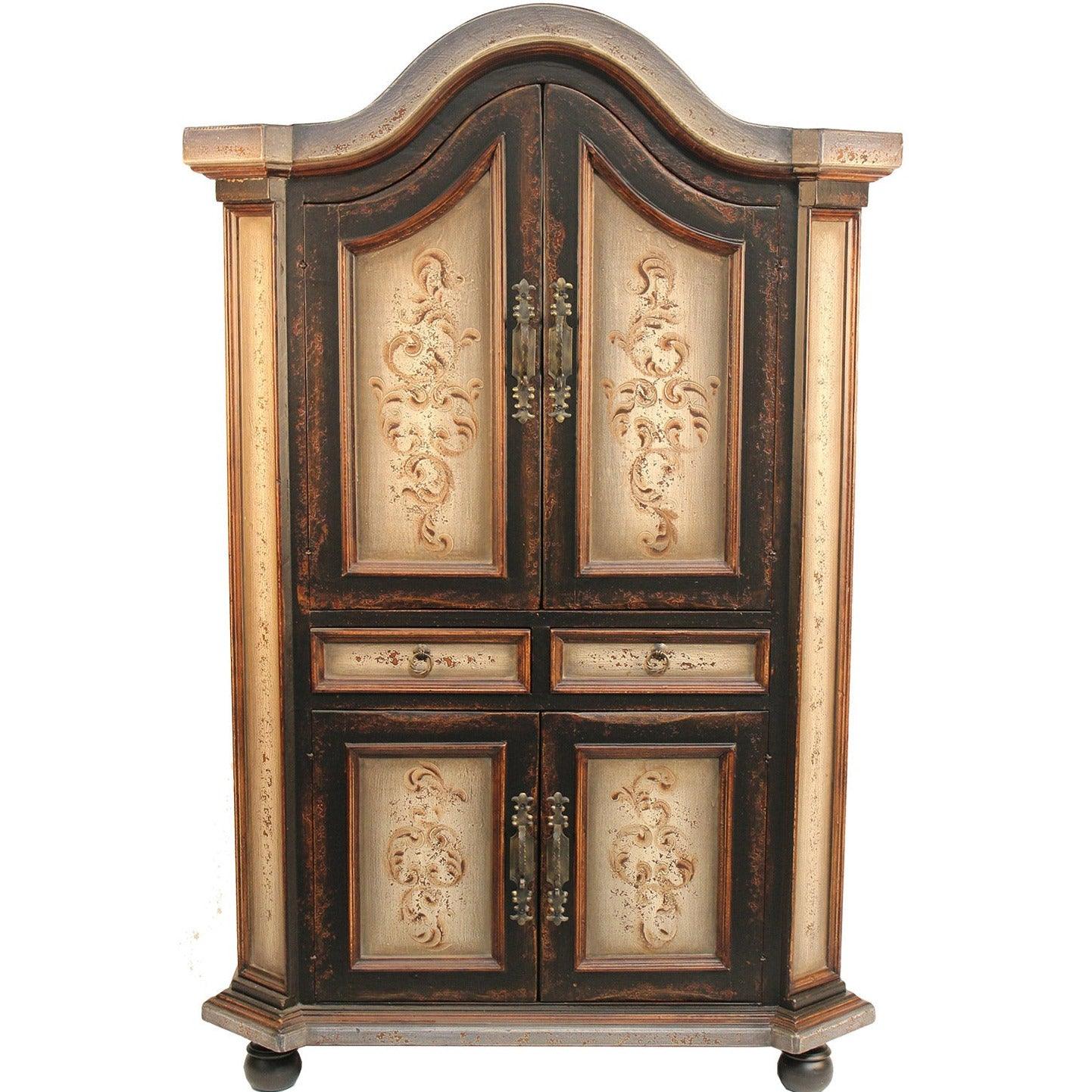 Arched Painted Scrolls Armoire - Belle Escape