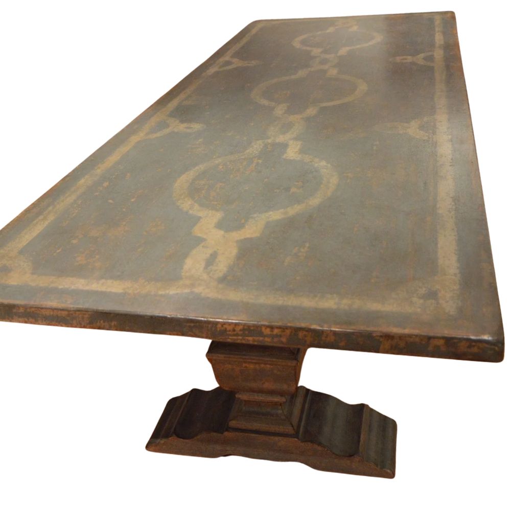 Scroll Motif Top Pedestal Dining Table