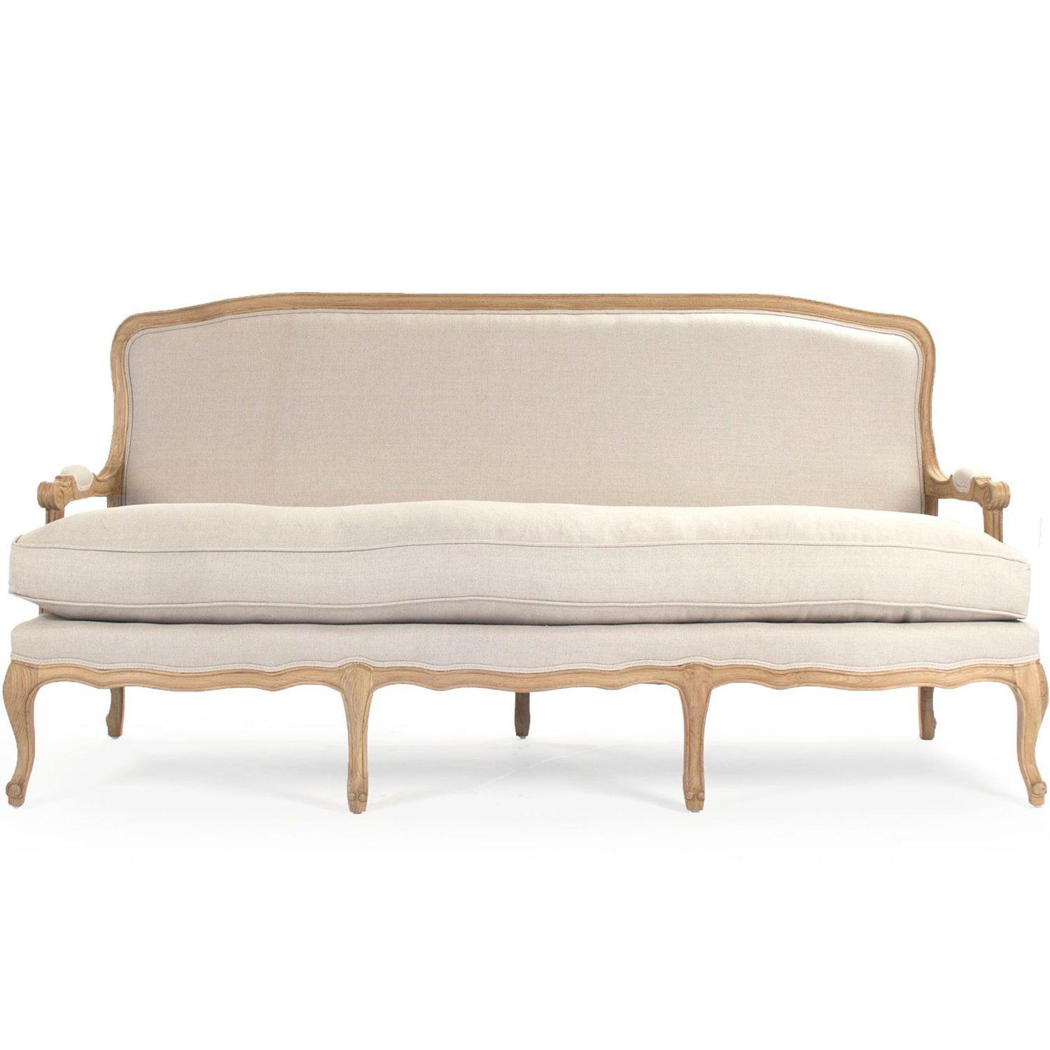 Bastille Linen French Cabriole Sofa - Belle Escape