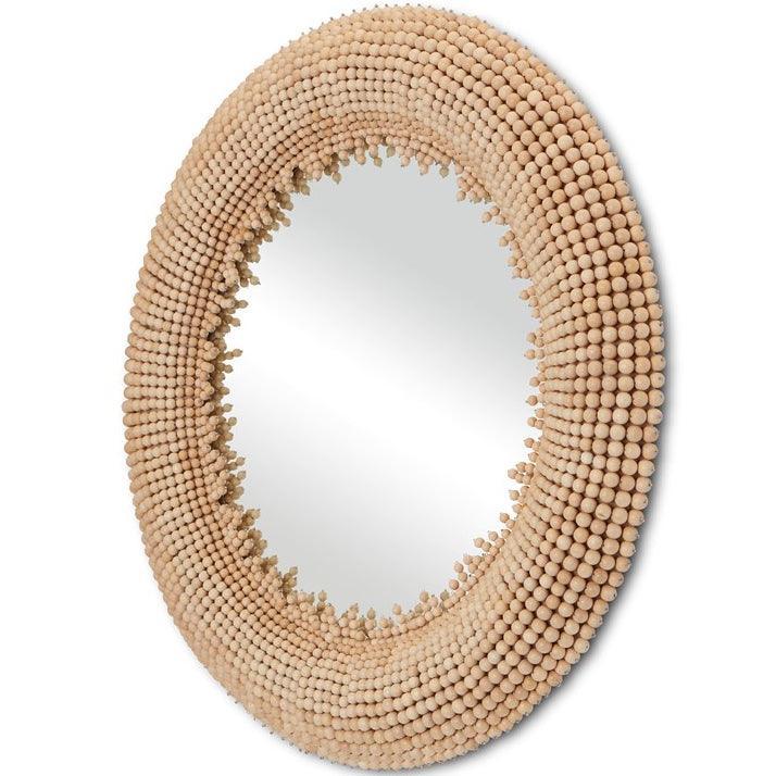 Beaded Round Wooden Boho Mirror - Belle Escape