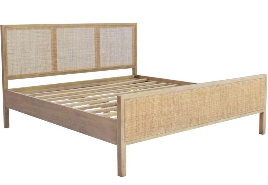 Beige Teak Woven Coastal Bed - Belle Escape