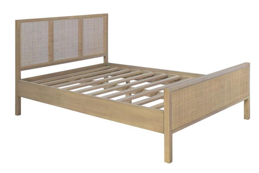 Beige Teak Woven Coastal Bed - Belle Escape