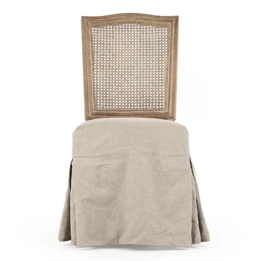 Arched French Cane Backed Apron Side Chairs | Removable Slipcover